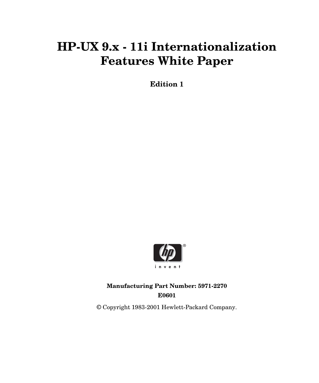 HP-UX 9.X - 11I Internationalization Features White Paper