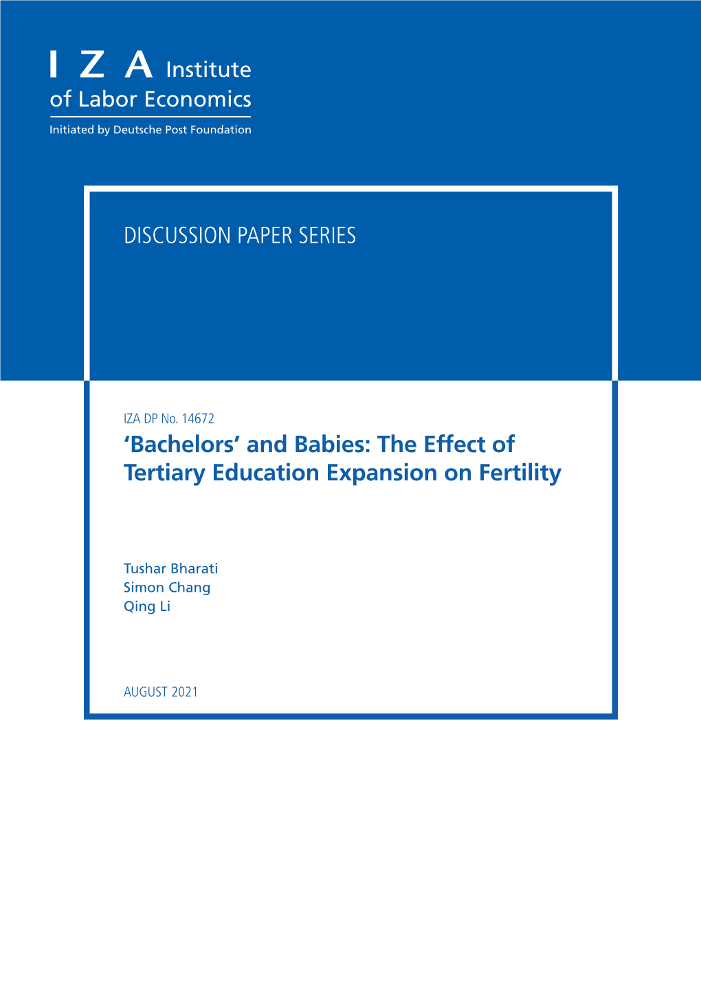 The Effect of Tertiary Education Expansion on Fertility: a Note on Identification