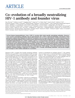 Co-Evolution of a Broadly Neutralizing HIV-1 Antibody and Founder Virus