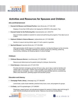 Activities and Resources for Spouses and Children