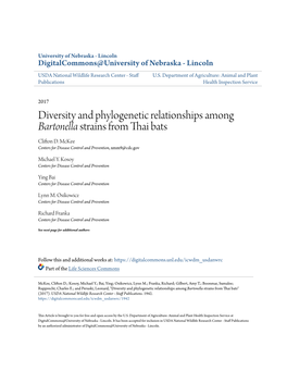 Diversity and Phylogenetic Relationships Among Bartonella Strains from Thai Bats Clifton D
