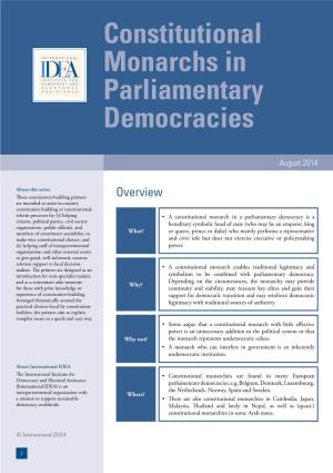 Constitutional Monarchs in Parliamentary Democracies