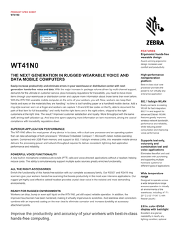 WT41N0 Wearable Computer Spec Sheet