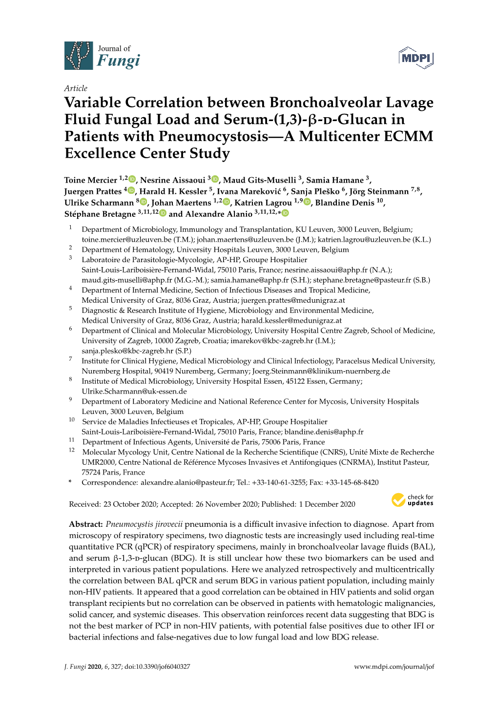 Variable Correlation Between Bronchoalveolar Lavage Fluid