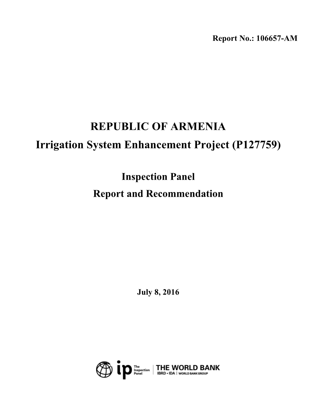 REPUBLIC of ARMENIA Irrigation System Enhancement Project (P127759)