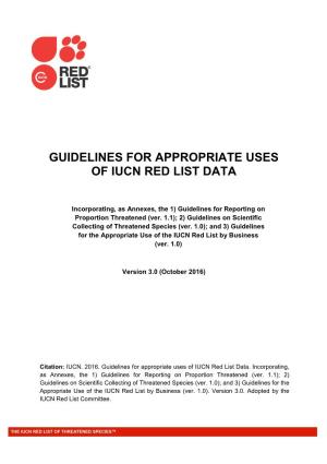 Guidelines for Appropriate Uses of Iucn Red List Data