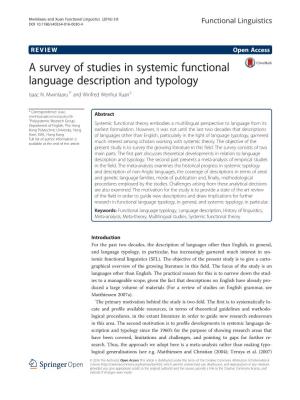 A Survey of Studies in Systemic Functional Language Description and Typology Isaac N
