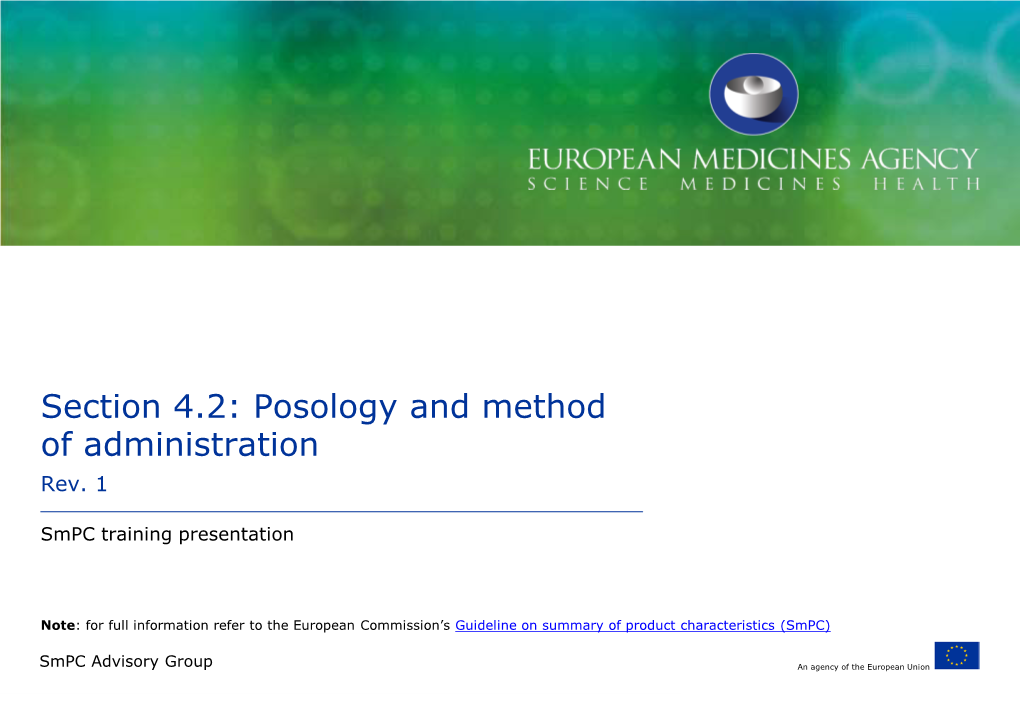 Section 4.2: Posology and Method of Administration Rev
