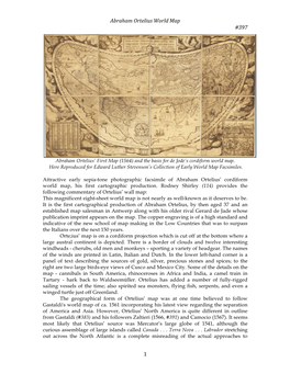 Abraham Ortelius World Map #397 1