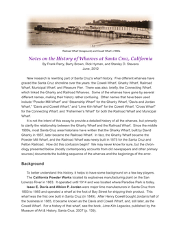 Notes on the History of Wharves at Santa Cruz, California by Frank Perry, Barry Brown, Rick Hyman, and Stanley D