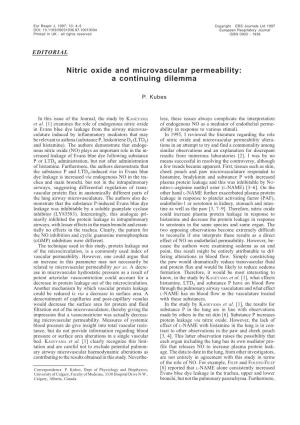 Nitric Oxide and Microvascular Permeability: a Continuing Dilemma
