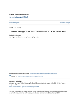 Video Modeling for Social Communication in Adults with ASD