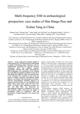 Multi-Frequency EMI in Archaeological Prospection: Case Studies of Han Hangu Pass and Xishan Yang in China