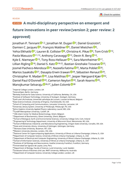 A Multi-Disciplinary Perspective on Emergent and Future Innovations in Peer Review [Version 2; Peer Review: 2 Approved]