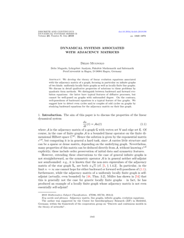 Dynamical Systems Associated with Adjacency Matrices