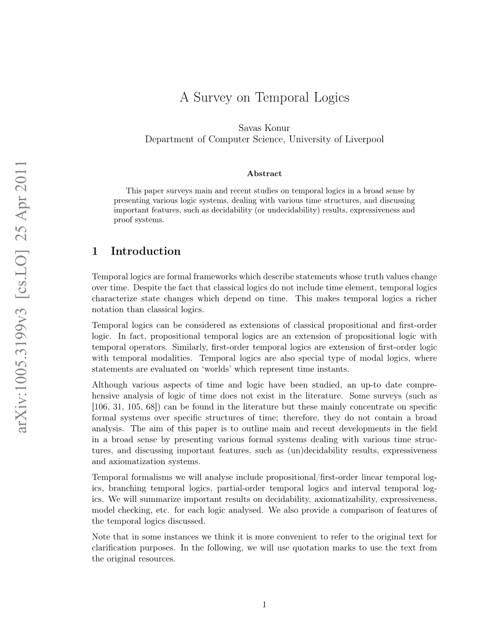 A Survey on Temporal Logics