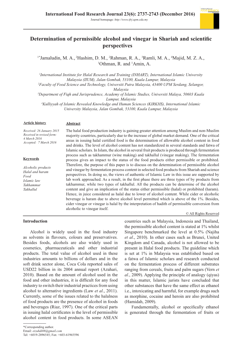 Determination of Permissible Alcohol and Vinegar in Shariah and Scientific Perspectives