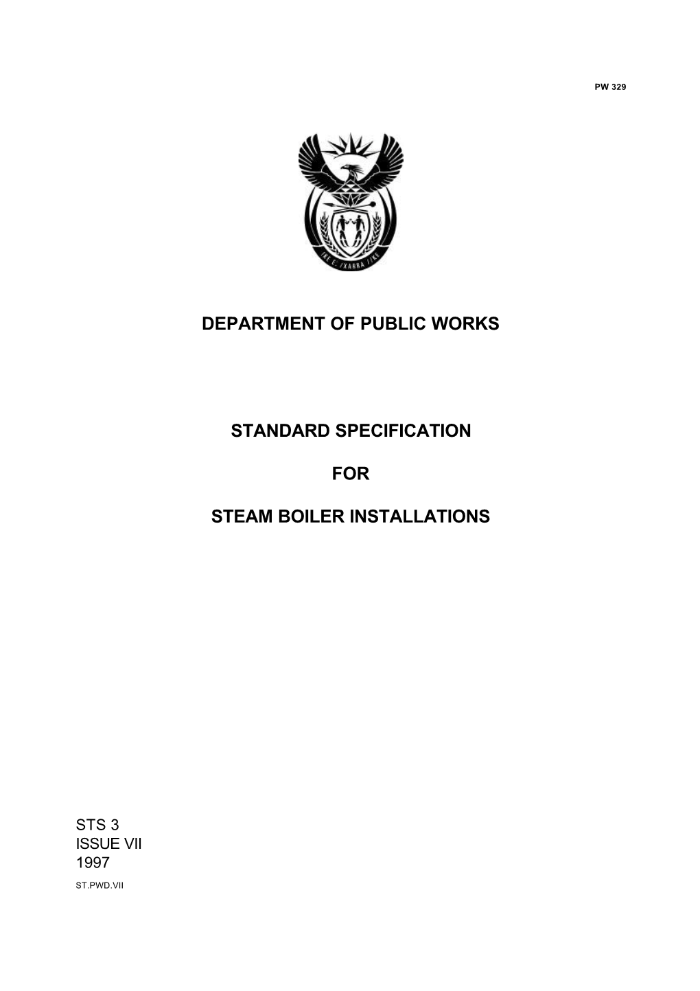 Department of Public Works Standard Specification for Steam Boiler