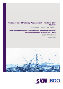 Prudency and Efficiency Assessment - Redland City Council QUEENSLAND COMPETITION AUTHORITY