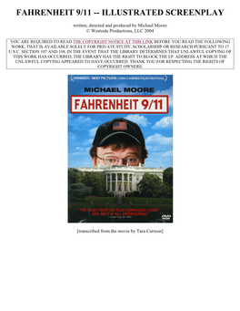 Fahrenheit 9/11 -- Illustrated Screenplay