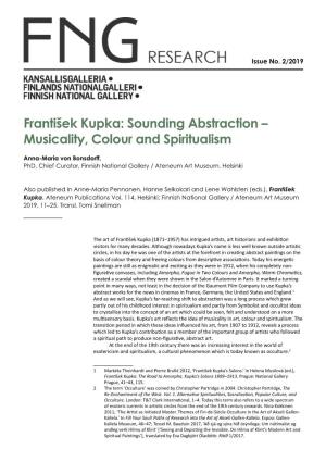 František Kupka: Sounding­ Abstraction – Musicality, Colour and Spiritualism