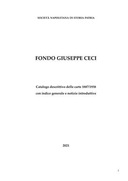 Inventario Giuseppe Ceci. 1887-1938