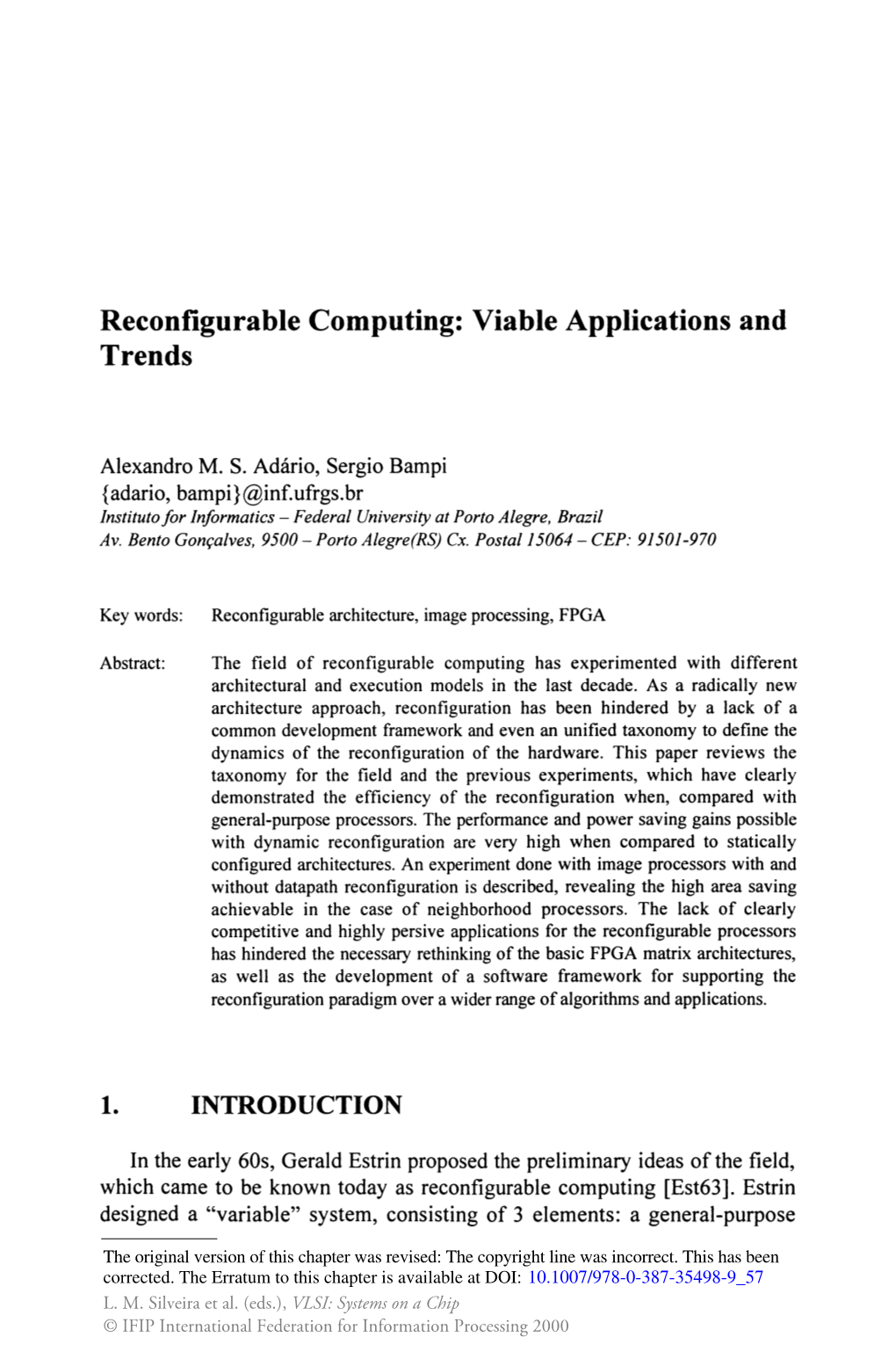 Reconfigurable Computing: Viable Applications and Trends