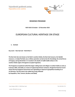 European Cultural Heritage on Stage