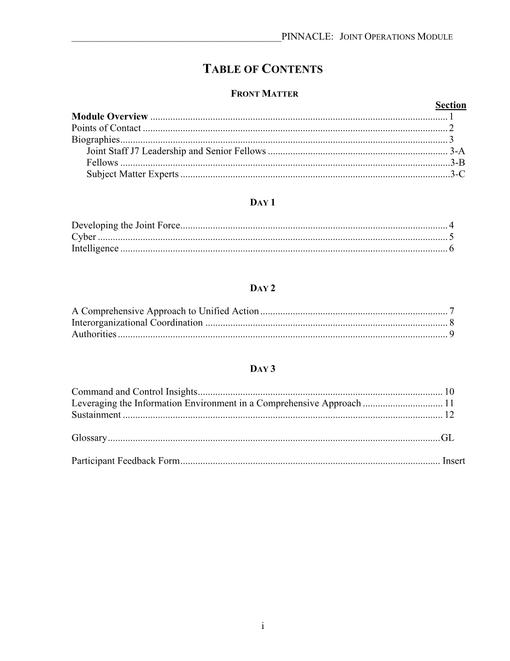 Table of Contents