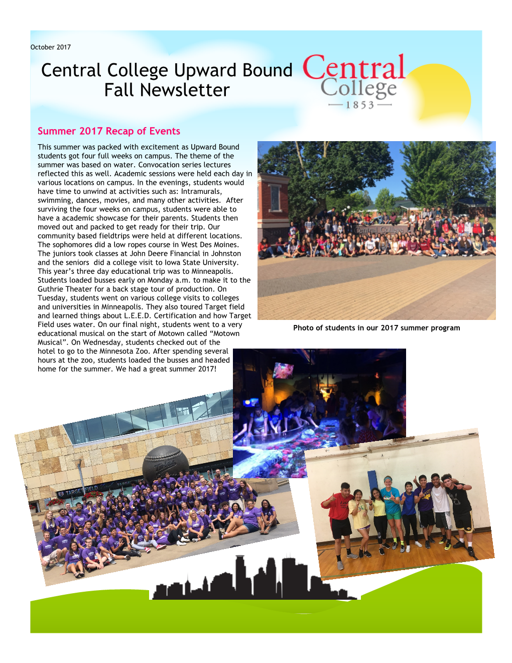Central College Upward Bound Fall Newsletter