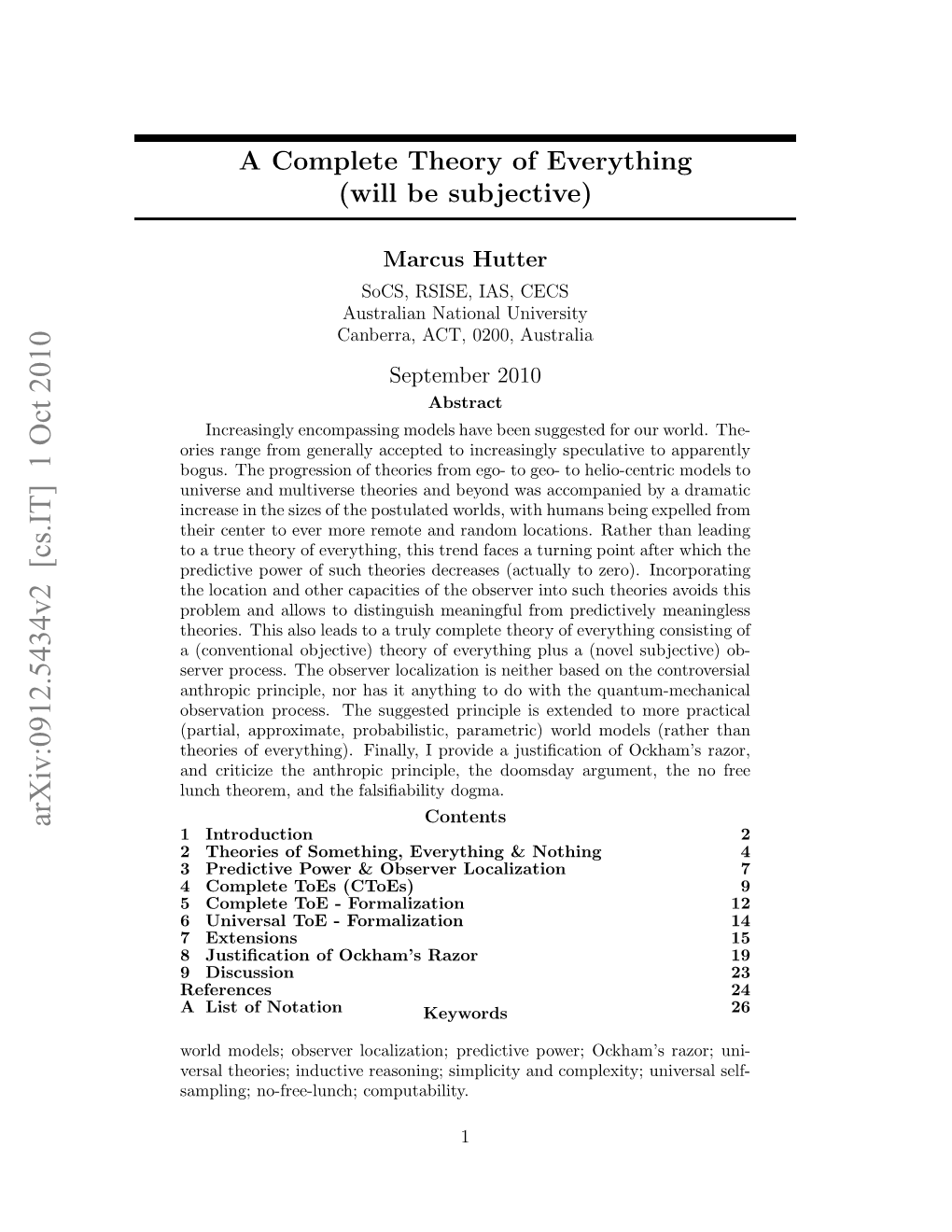 A Complete Theory of Everything (Will Be Subjective)