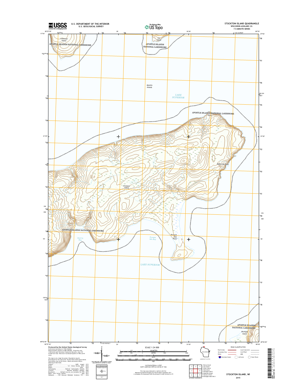 USGS 7.5-Minute Image Map for Stockton Island, Wisconsin