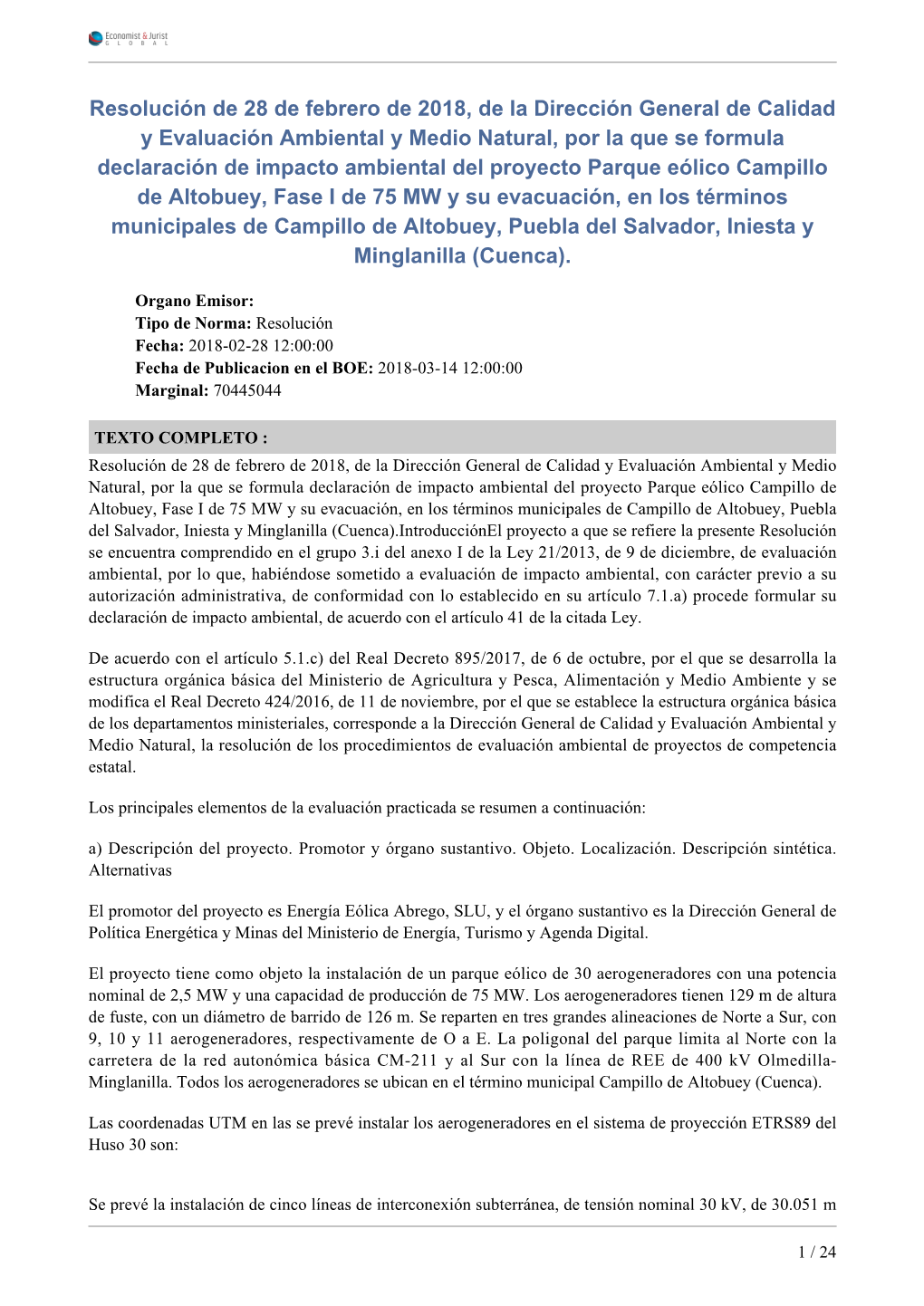 Resolución De 28 De Febrero De 2018, De La Dirección General De Calidad