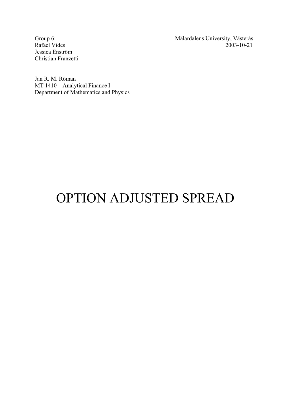 Option Adjusted Spread