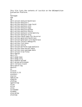 This File Lists the Contents of /Usr/Bin on the Gocompetition Evaluation Platform