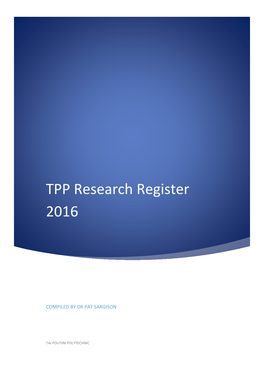 TPP Research Register 2016