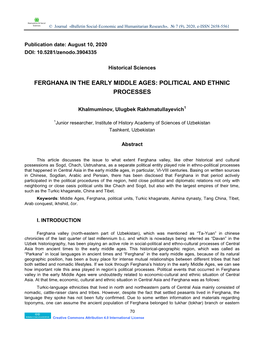 Ferghana in the Early Middle Ages: Political and Ethnic Processes