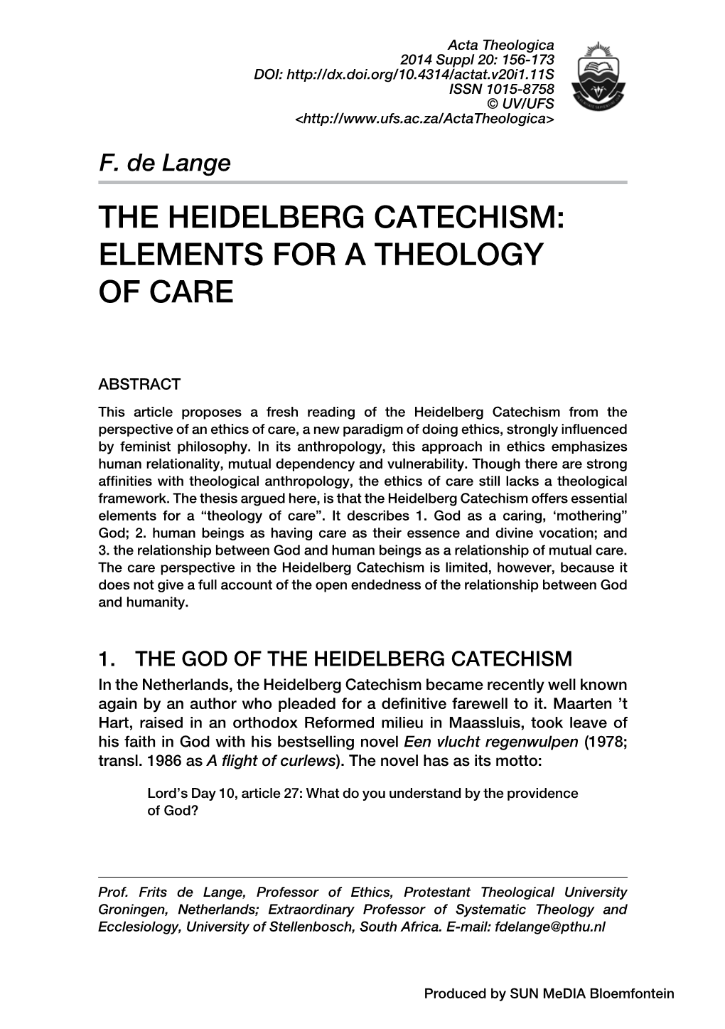 Elements for a Theology of Care