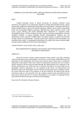 Tarihsel Kaynaklarda Roma, Bizans Osmanli Devri Limanlarinin Anlatimi