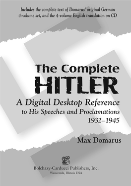 Hitler: Speeches and Proclamations, Volume I, 1932-1934
