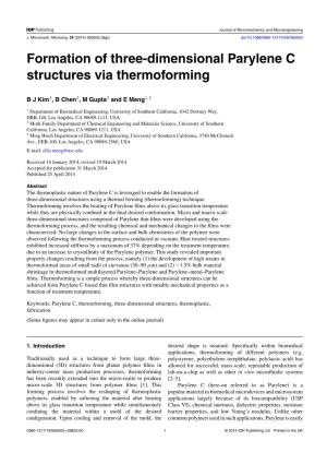 Formation of Three-Dimensional Parylene C Structures Via Thermoforming