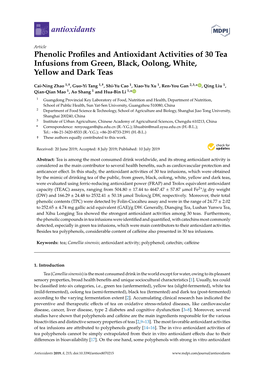 Phenolic Profiles and Antioxidant Activities of 30 Tea Infusions From