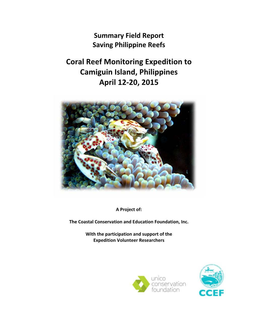 Coral Reef Monitoring Expedition to Camiguin Island, Philippines April 12-‐20