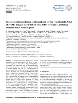 Spectrometric Monitoring of Atmospheric Carbon Tetrafluoride