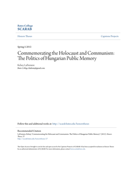 Commemorating the Holocaust and Communism: the Politics of Hungarian Public Memory