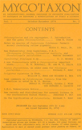 Vol. I October-December 1974 No. 2 Chzorosplenium and Its Segregates