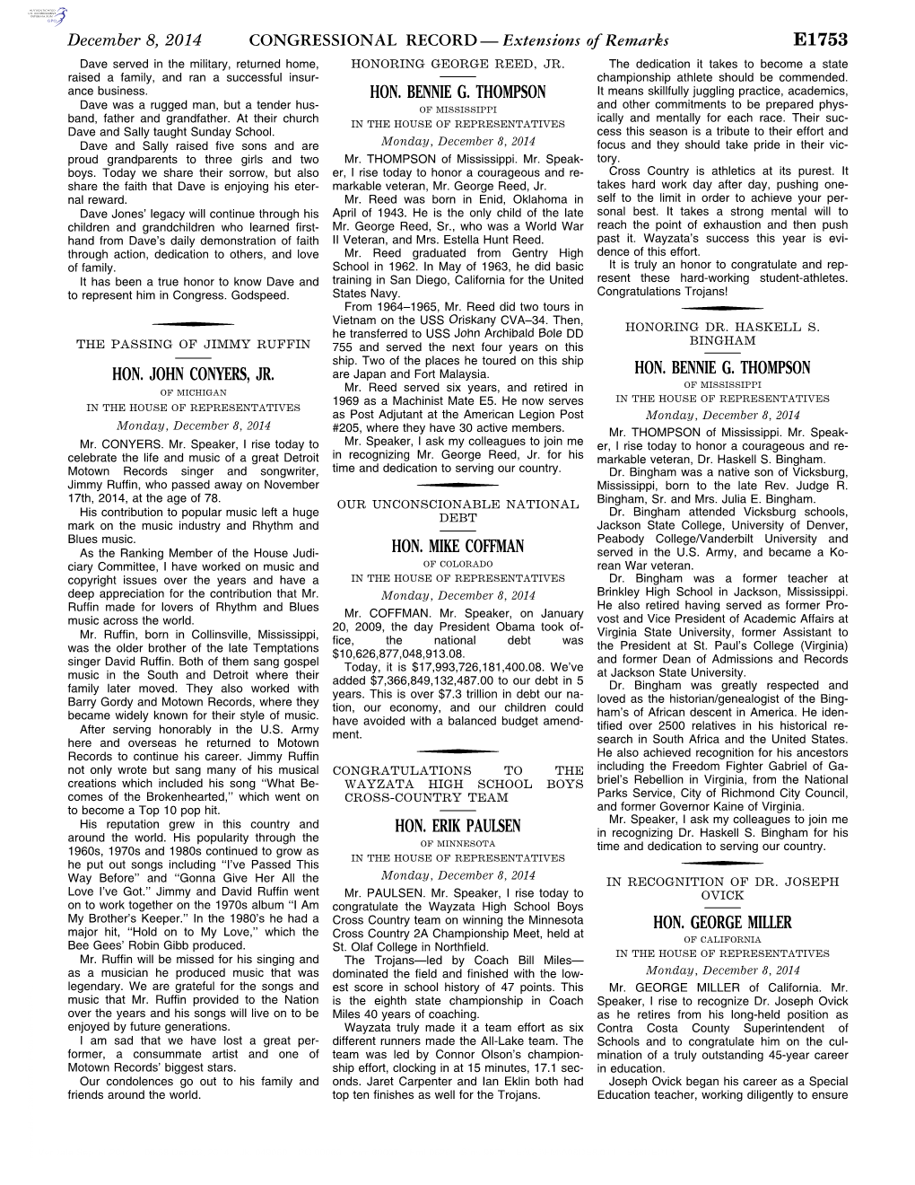 CONGRESSIONAL RECORD— Extensions of Remarks E1753 HON