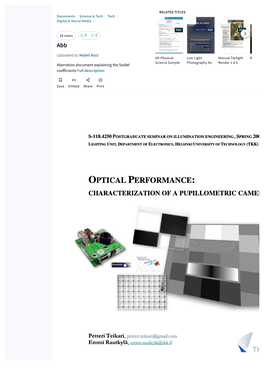 Optical Performance:: Characterization of a Pupillometric Camera
