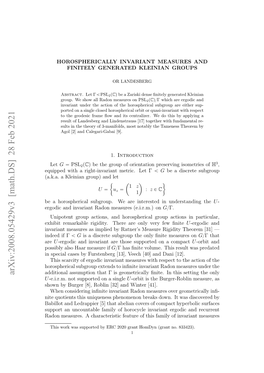 Arxiv:2008.05429V3 [Math.DS] 28 Feb 2021 Additional Assumption That Γ Is Geometrically ﬁnite