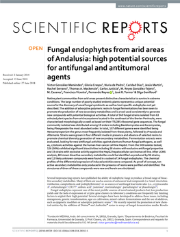 Fungal Endophytes from Arid Areas of Andalusia